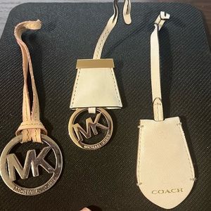 Michael Kors & Coach Bag Hang Tags Lot Hardware Gold Tone and Tan Cream Leather